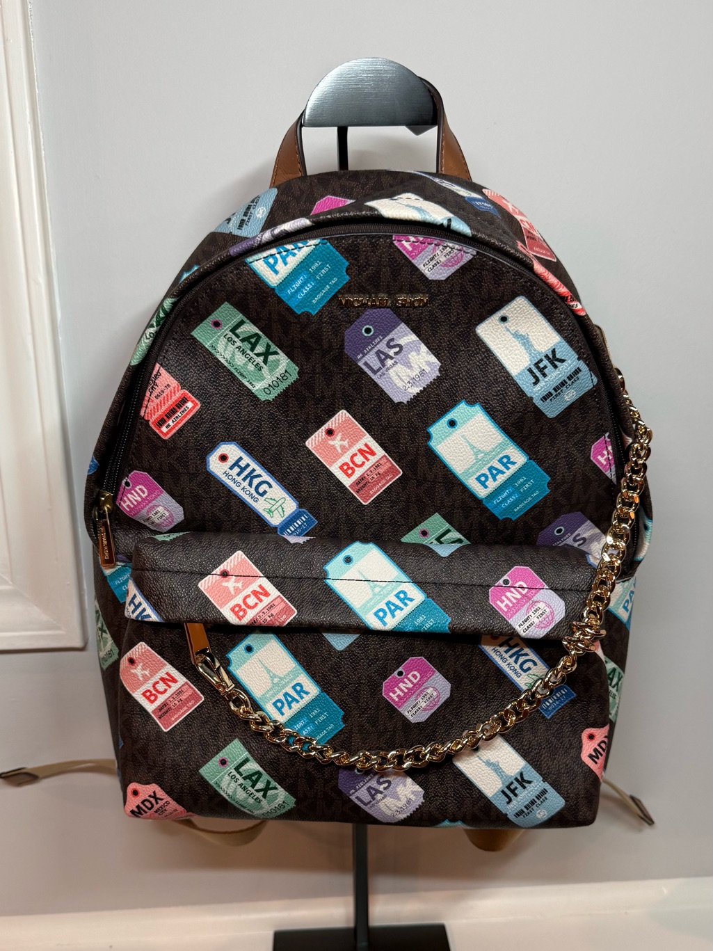 Michael Kors Slater Medium Chain Backpack Mk Brown